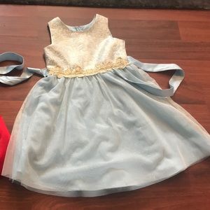 Blue and gold holiday dress sz 6x eeuc